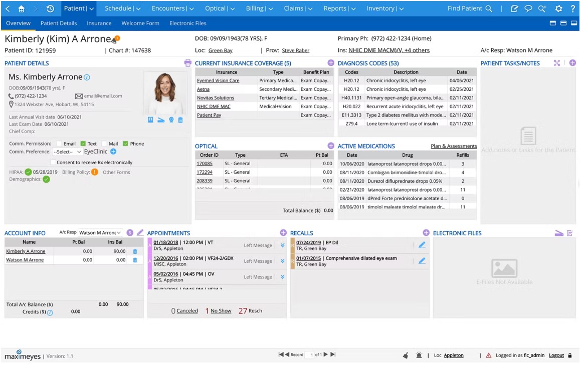 MaximEyes EHR Software EHR and Practice Management Software