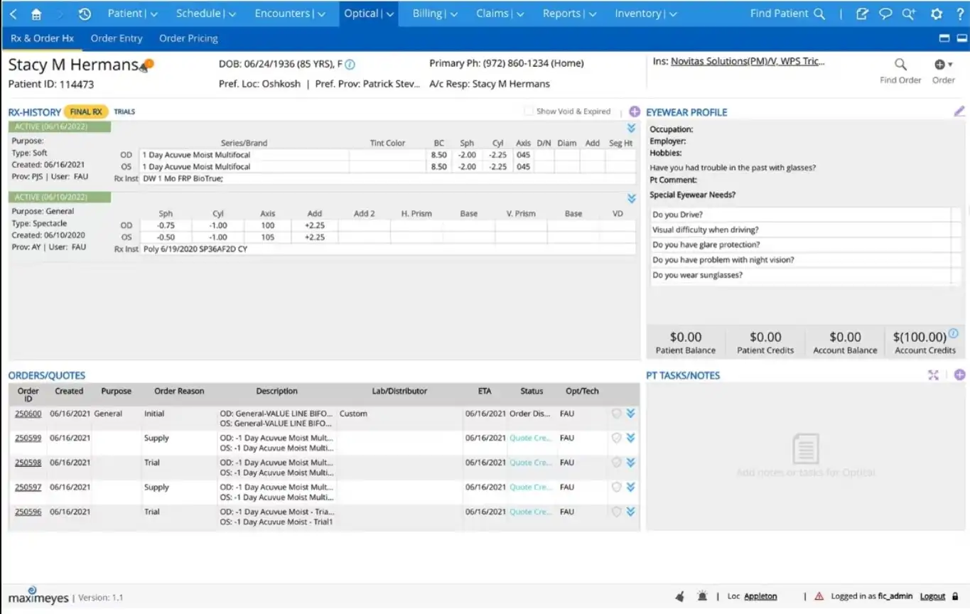MaximEyes EHR Software EHR and Practice Management Software