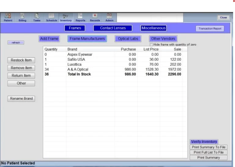 Crystal EMR Practice Management Software Inventory