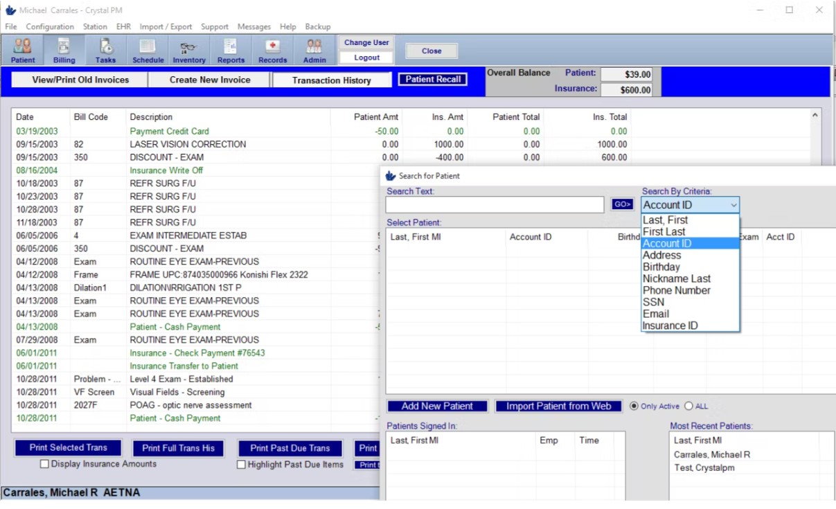 Crystal Practice Management (PM) Software EHR and Practice Management Software