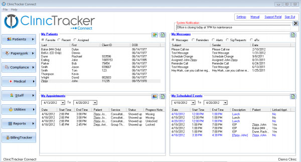 ClinicTracker connect mental and behavioral health EMR Software Software and patient portal
