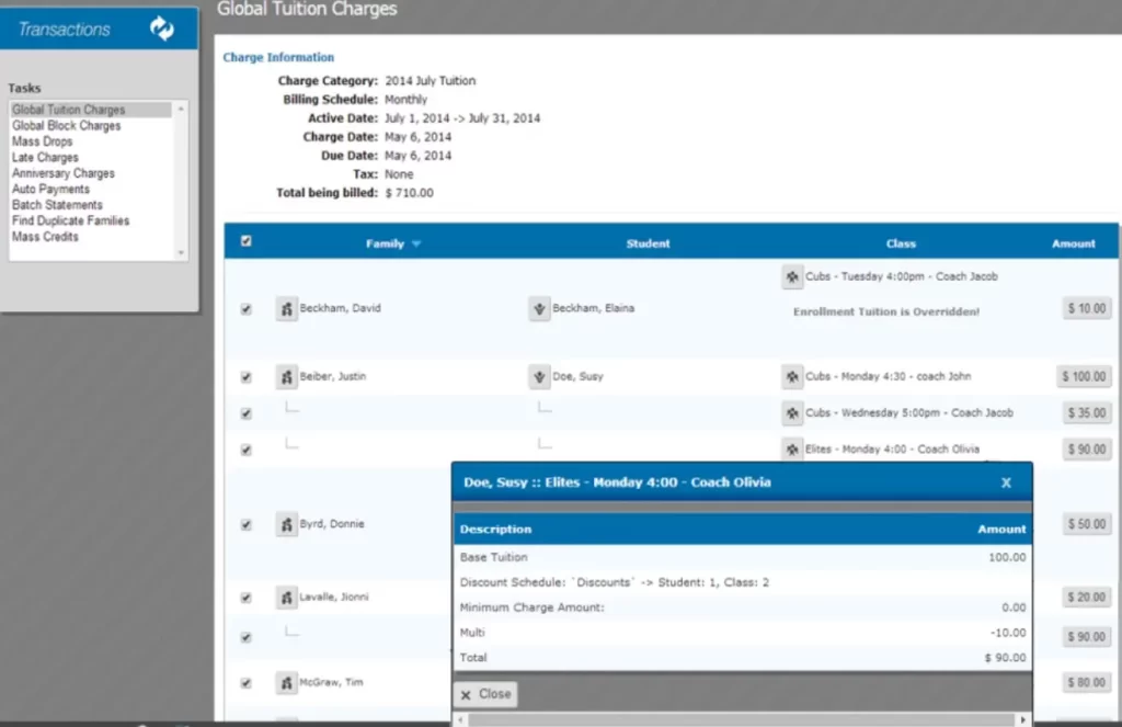 iClassPro EMR Practice Management Software Transactions
