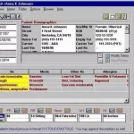 Q.D. Clinical EMR software showing patient records, diagnoses, medications and allergies.