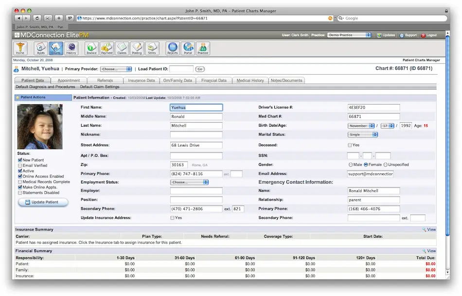 MDConnection PM Software EHR and Practice Management Software