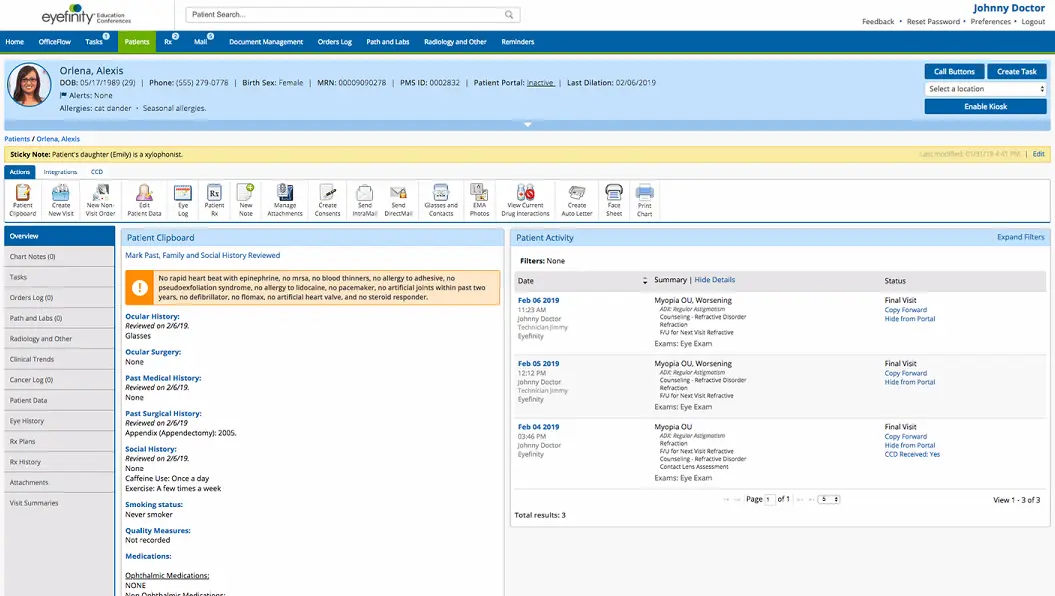 Eyefinity EHR Software EHR and Practice Management Software